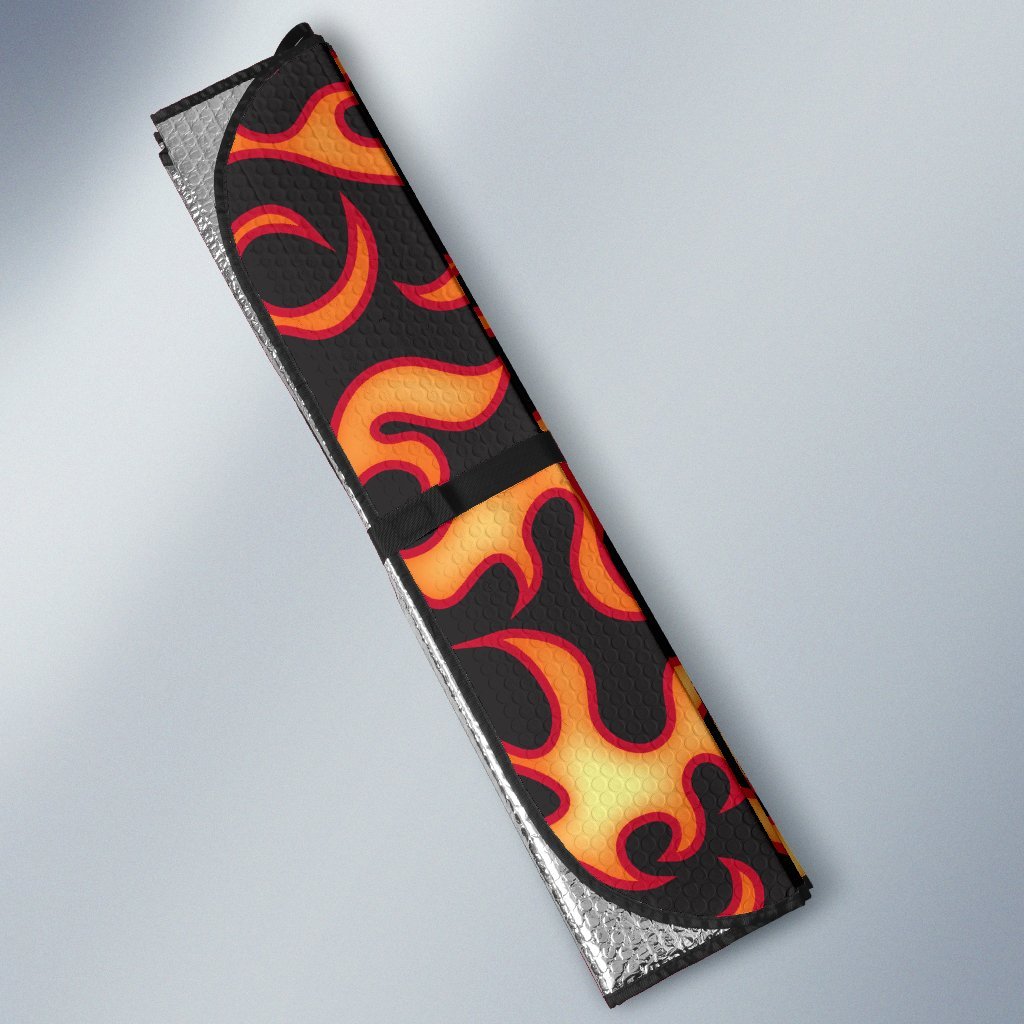 Flame Fire Themed Print Car Sun Shade For Windshield