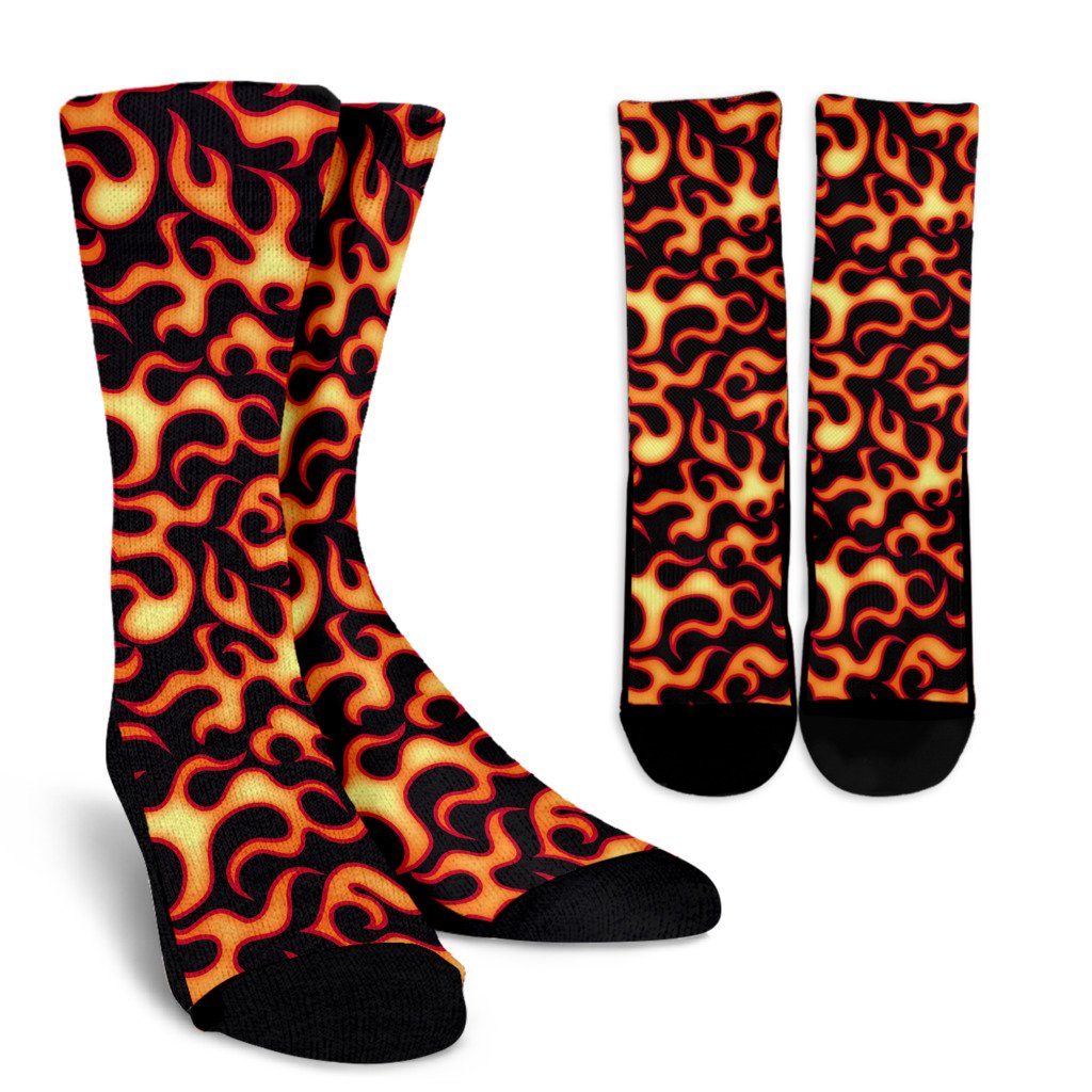 Flame Fire Themed Print Crew Socks