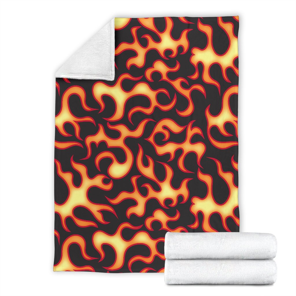 Flame Fire Themed Print Fleece Blanket
