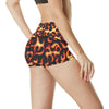 Flame Fire Themed Print High Waisted Spandex Shorts-JTAMIGO.COM