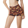 Flame Fire Themed Print High Waisted Spandex Shorts-JTAMIGO.COM