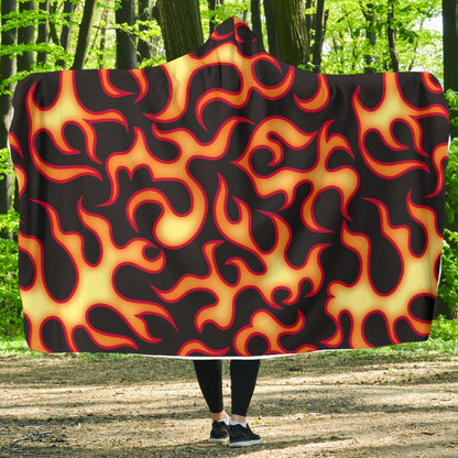Flame Fire Themed Print Hooded Blanket-JTAMIGO.COM