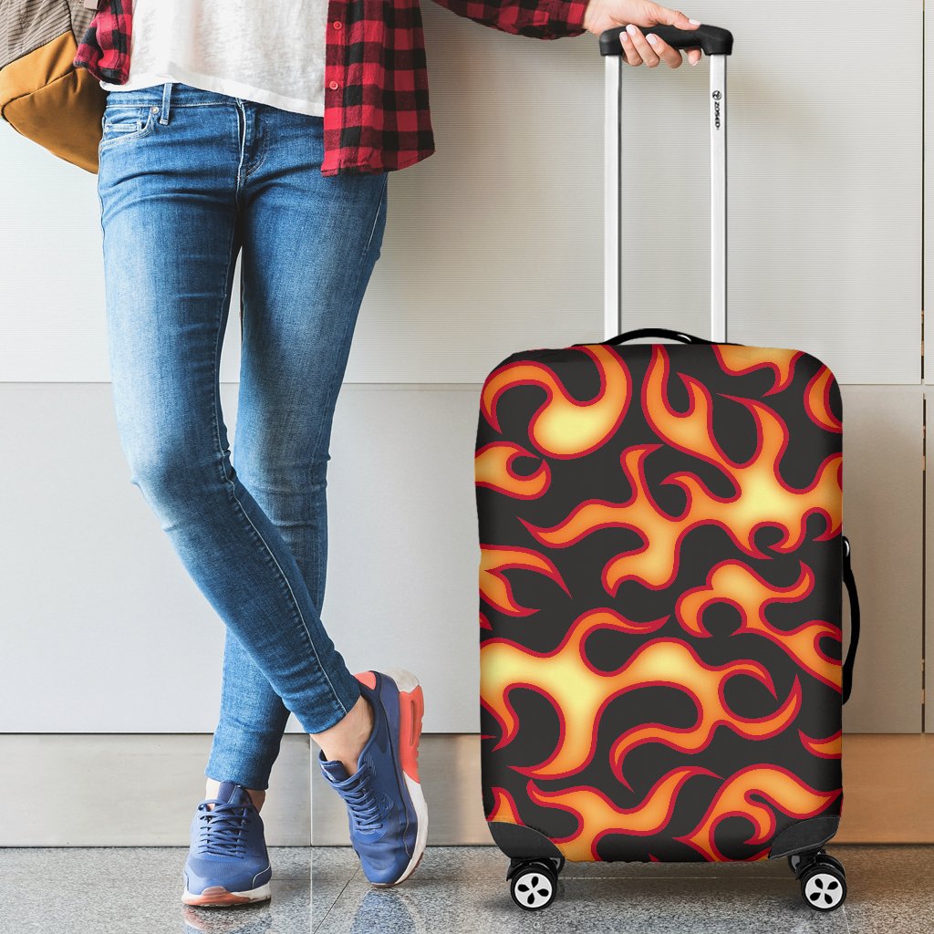 Flame Fire Themed Print Luggage Cover Protector