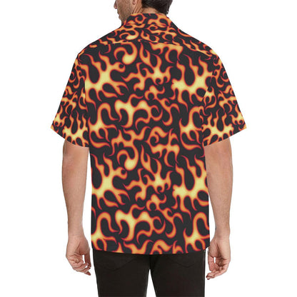 Flame Fire Themed Print Men Aloha Hawaiian Shirt