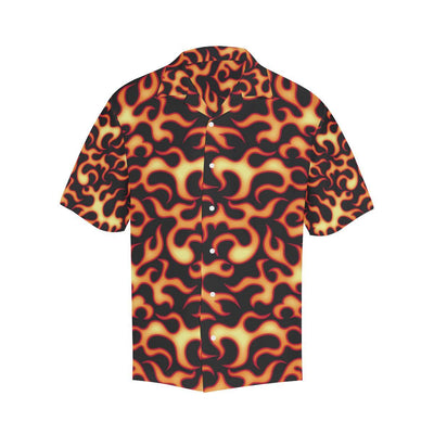 Flame Fire Themed Print Men Aloha Hawaiian Shirt