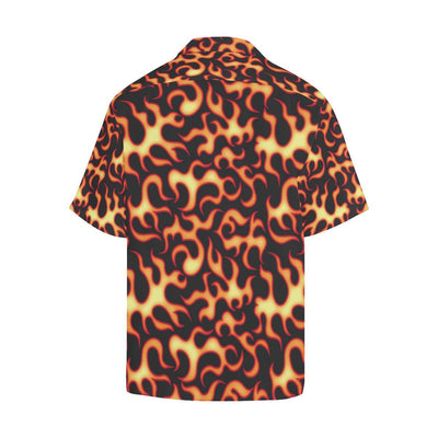 Flame Fire Themed Print Men Aloha Hawaiian Shirt
