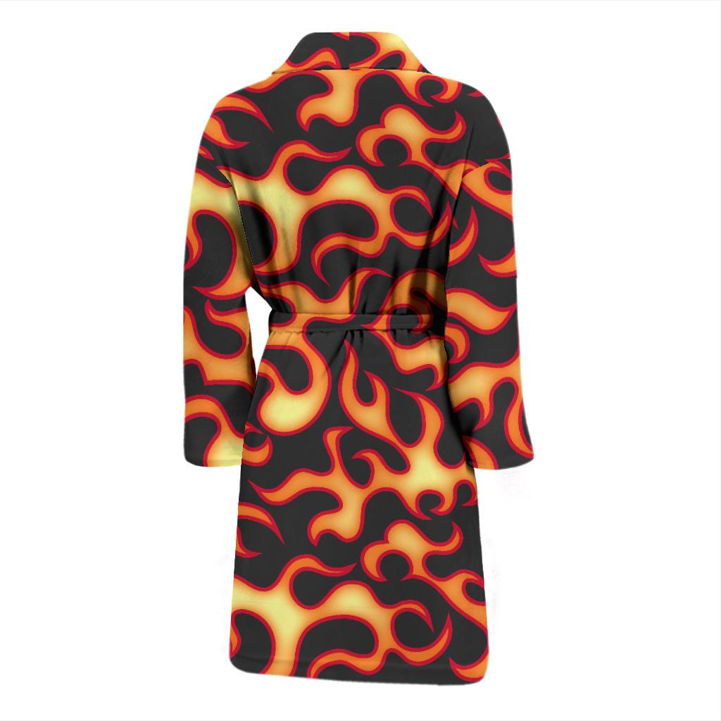 Flame Fire Themed Print Men Bath Robe-JTAMIGO.COM