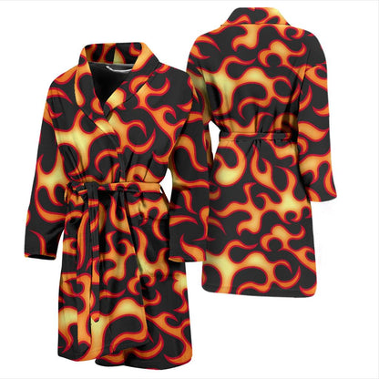 Flame Fire Themed Print Men Bath Robe-JTAMIGO.COM