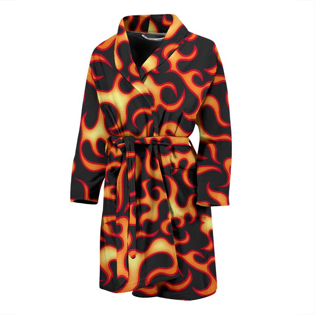 Flame Fire Themed Print Men Bath Robe-JTAMIGO.COM