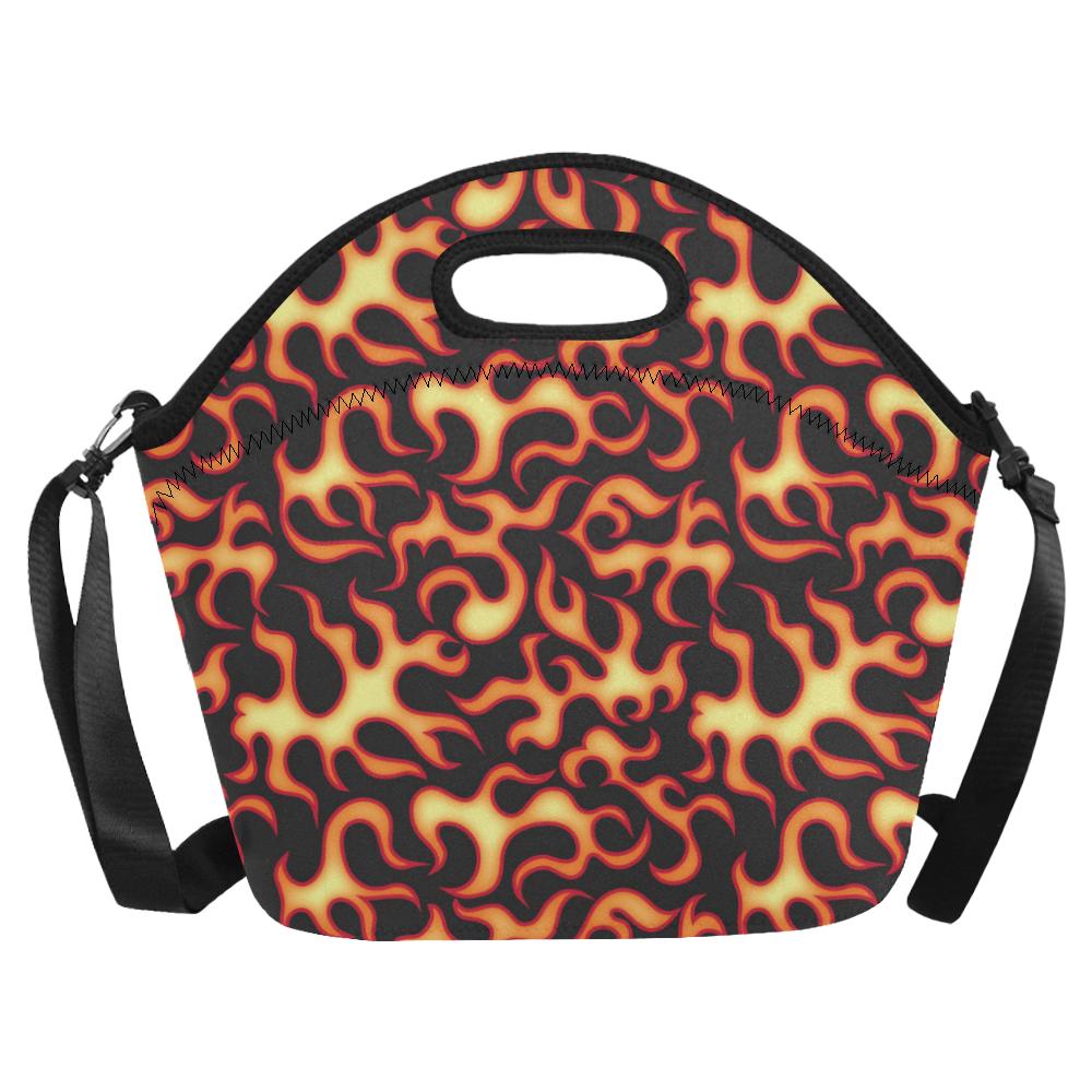 Flame Fire Themed Print Neoprene Lunch Bag (Model 1669)(Large)-JTAMIGO.COM