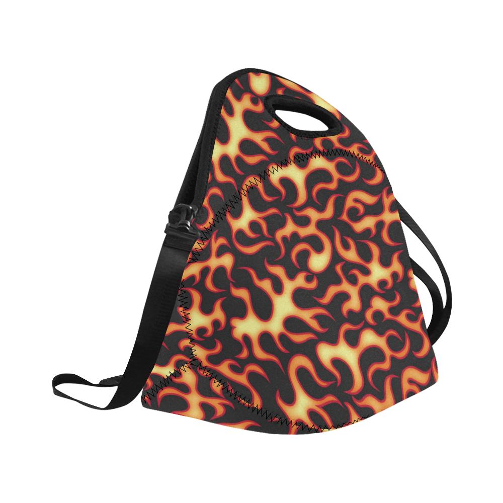 Flame Fire Themed Print Neoprene Lunch Bag (Model 1669)(Large)-JTAMIGO.COM