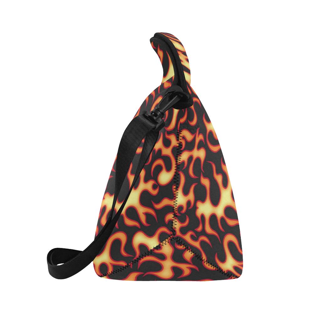 Flame Fire Themed Print Neoprene Lunch Bag (Model 1669)(Large)-JTAMIGO.COM