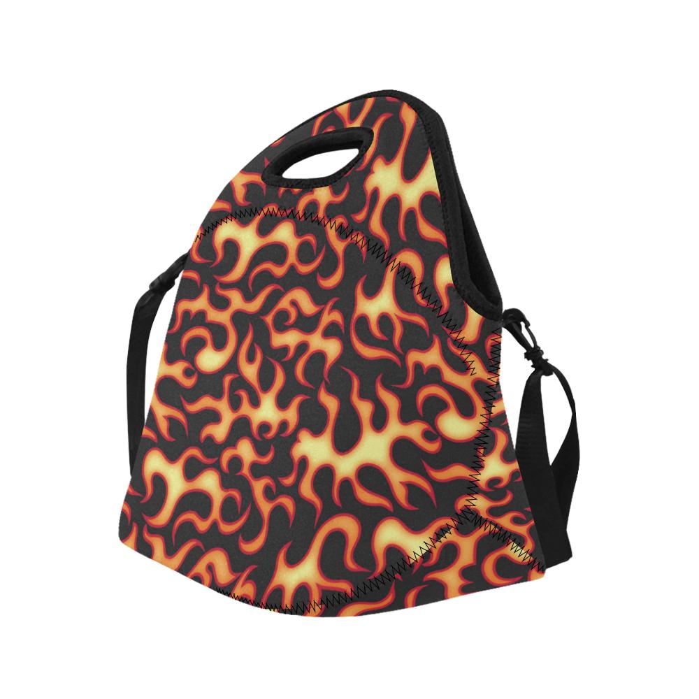 Flame Fire Themed Print Neoprene Lunch Bag (Model 1669)(Large)-JTAMIGO.COM
