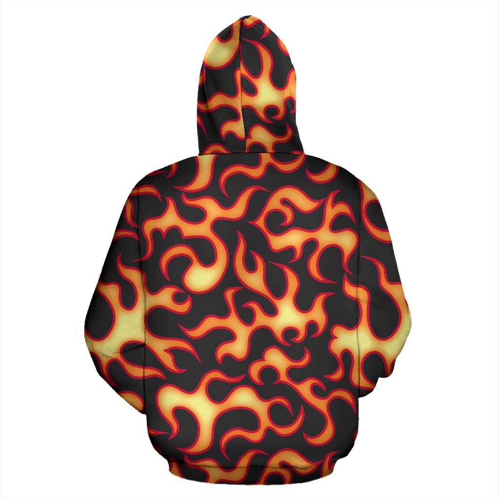 Flame Fire Themed Print Pullover Hoodie