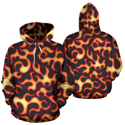 Flame Fire Themed Print Pullover Hoodie
