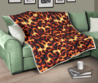 Flame Fire Themed Print Quilt-JTAMIGO.COM