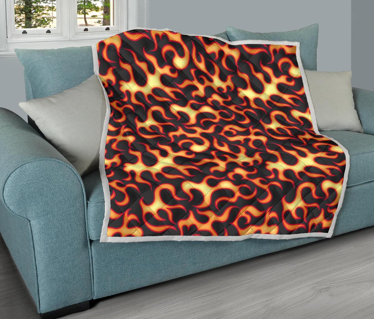 Flame Fire Themed Print Quilt-JTAMIGO.COM