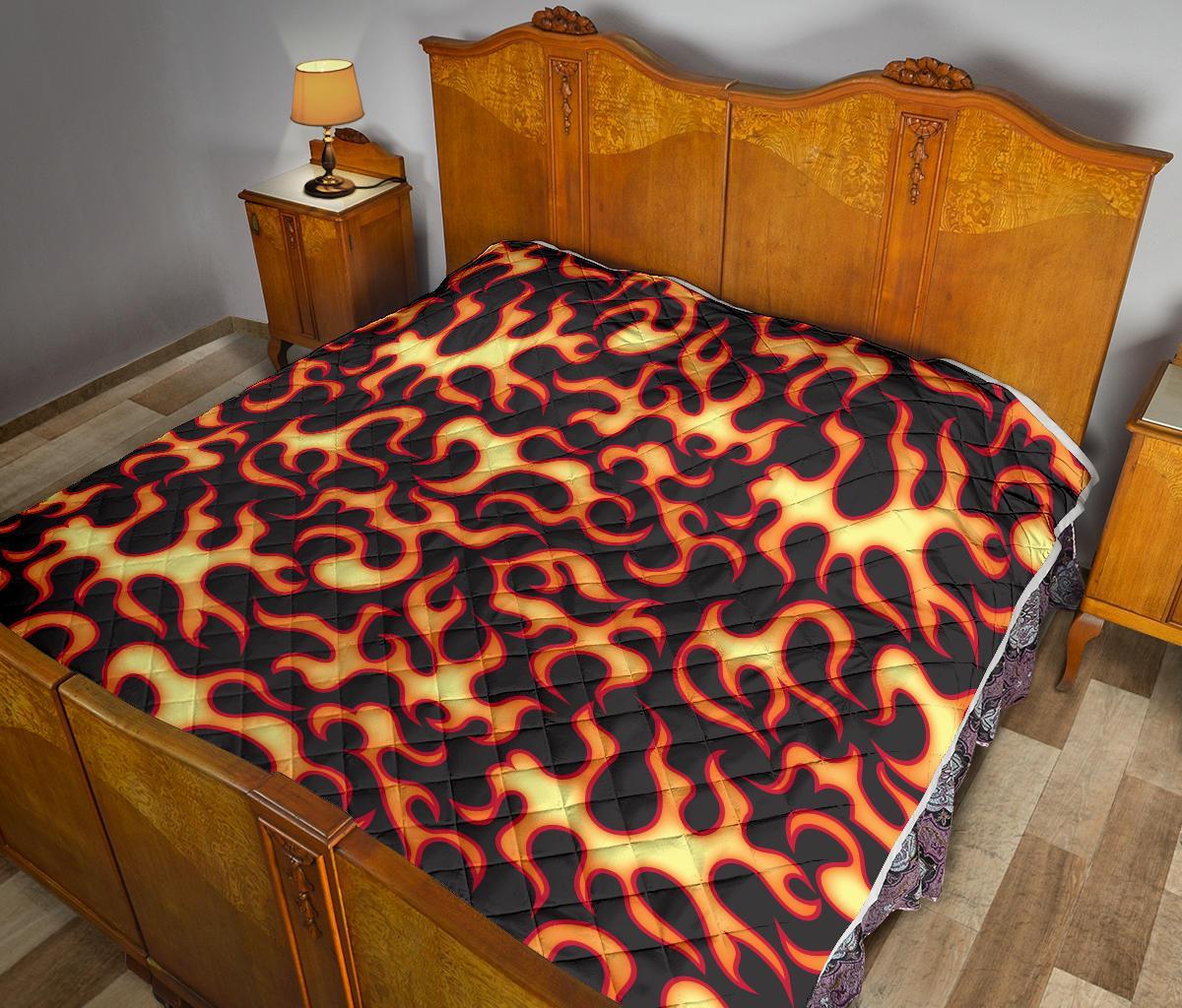 Flame Fire Themed Print Quilt-JTAMIGO.COM