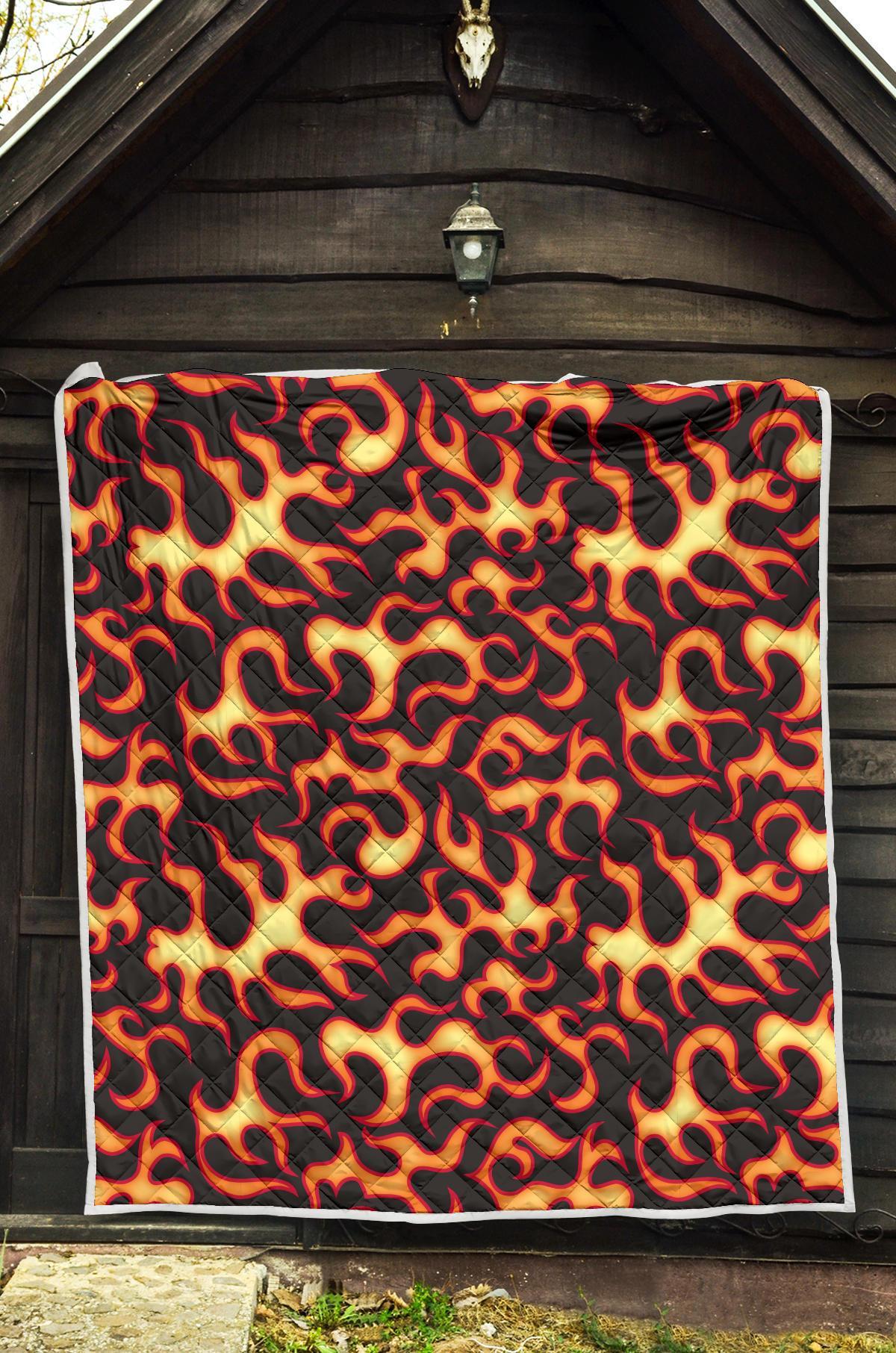 Flame Fire Themed Print Quilt-JTAMIGO.COM
