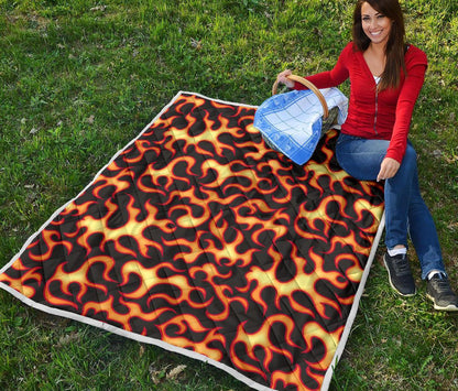 Flame Fire Themed Print Quilt-JTAMIGO.COM