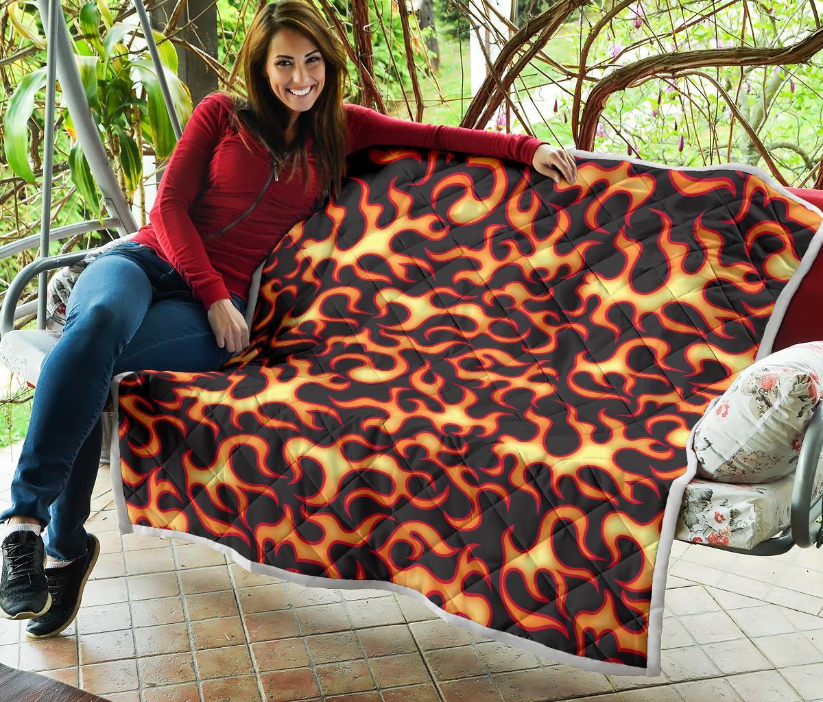 Flame Fire Themed Print Quilt-JTAMIGO.COM
