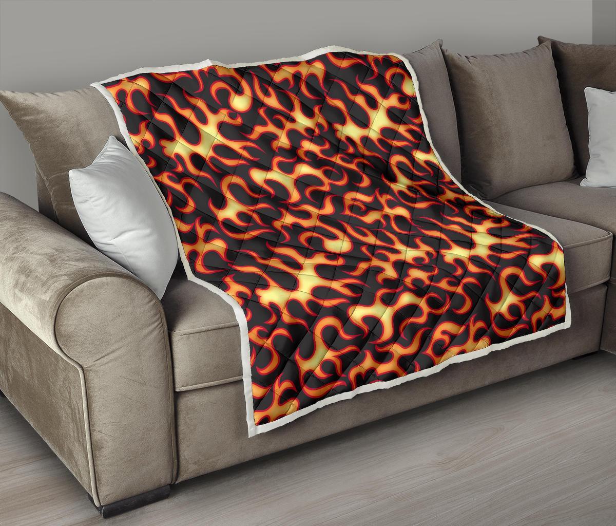 Flame Fire Themed Print Quilt-JTAMIGO.COM