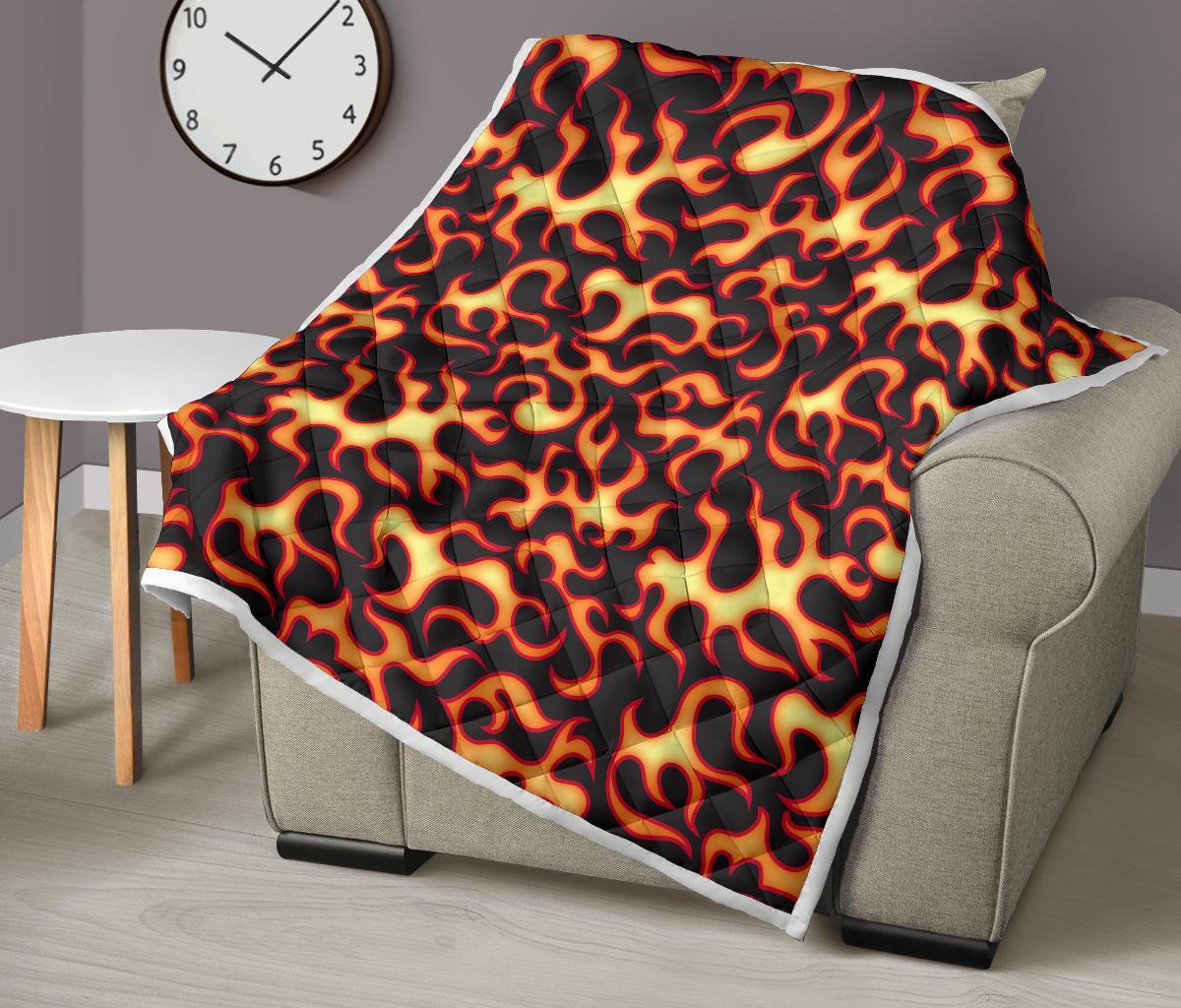 Flame Fire Themed Print Quilt-JTAMIGO.COM