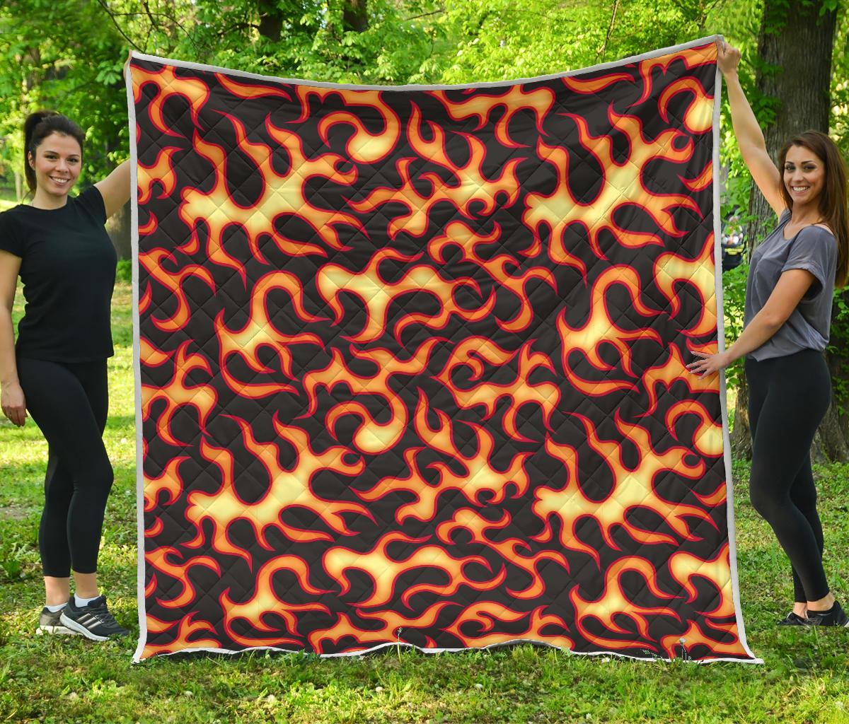 Flame Fire Themed Print Quilt-JTAMIGO.COM