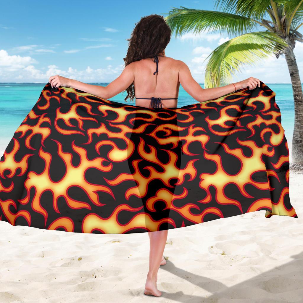 Flame Fire Themed Print Sarong Pareo Wrap