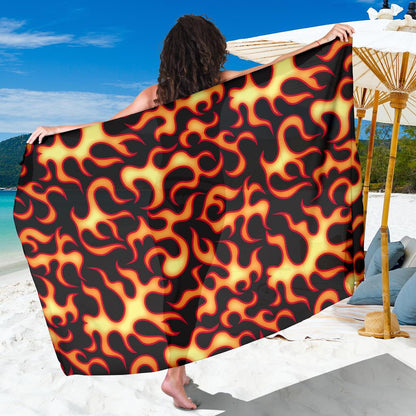 Flame Fire Themed Print Sarong Pareo Wrap