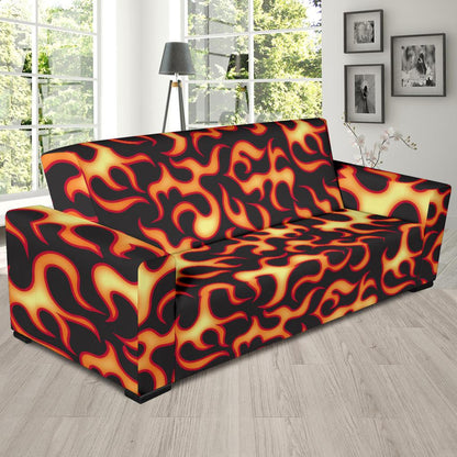 Flame Fire Themed Print Sofa Slipcover-JTAMIGO.COM