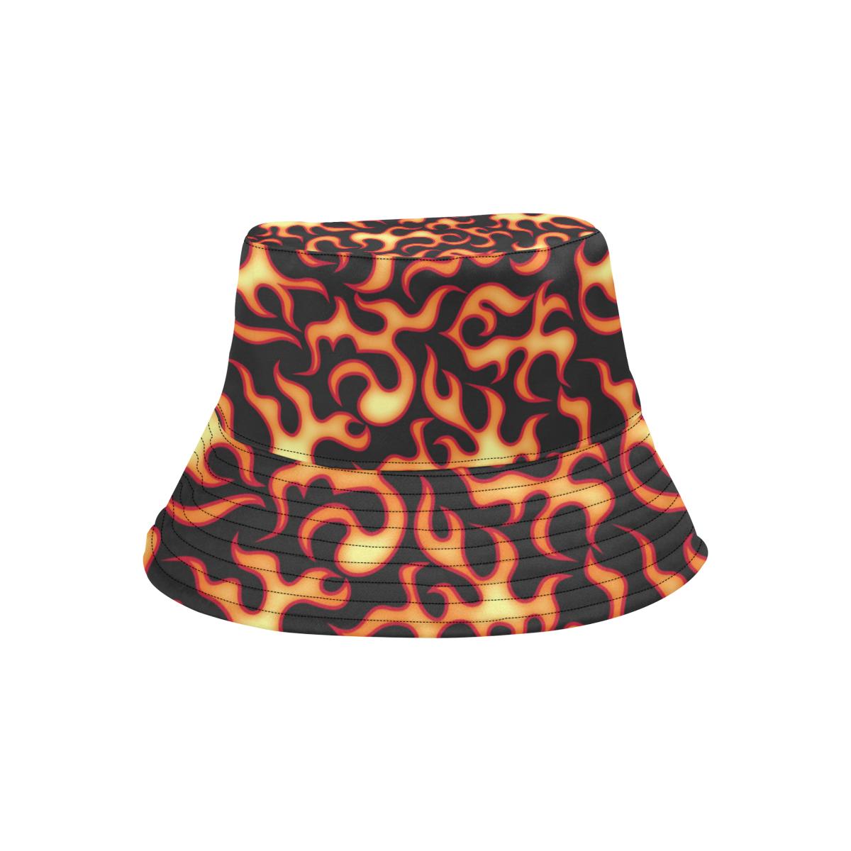 Flame Fire Themed Print Unisex Bucket Hat