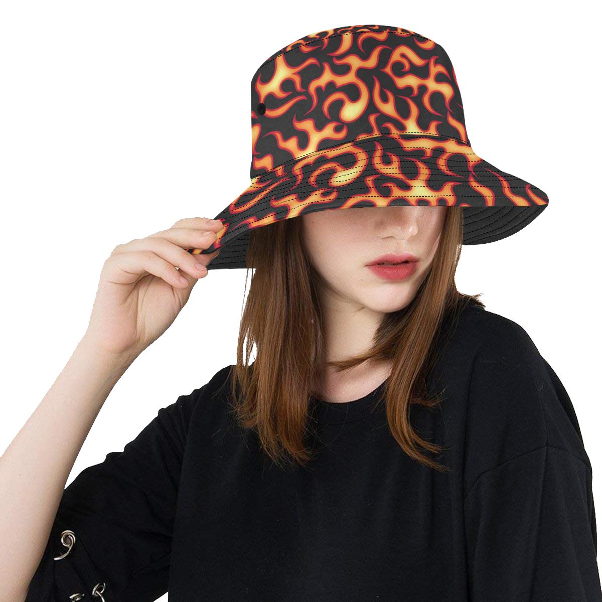 Flame Fire Themed Print Unisex Bucket Hat