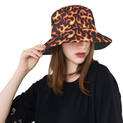 Flame Fire Themed Print Unisex Bucket Hat