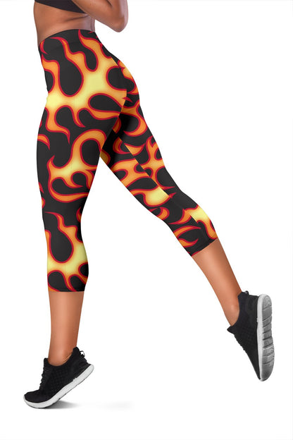 Flame Fire Themed Print Women Capris