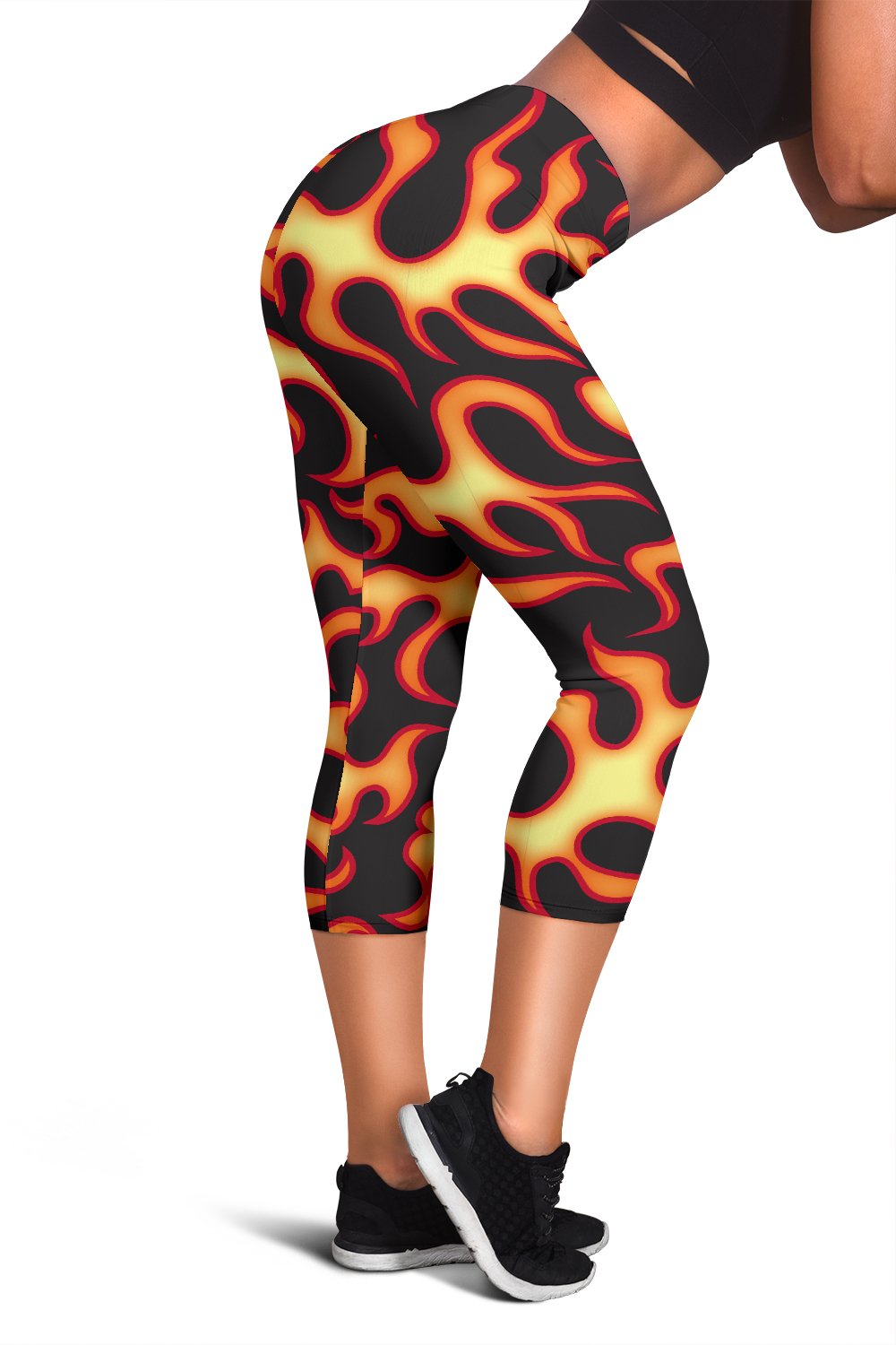Flame Fire Themed Print Women Capris