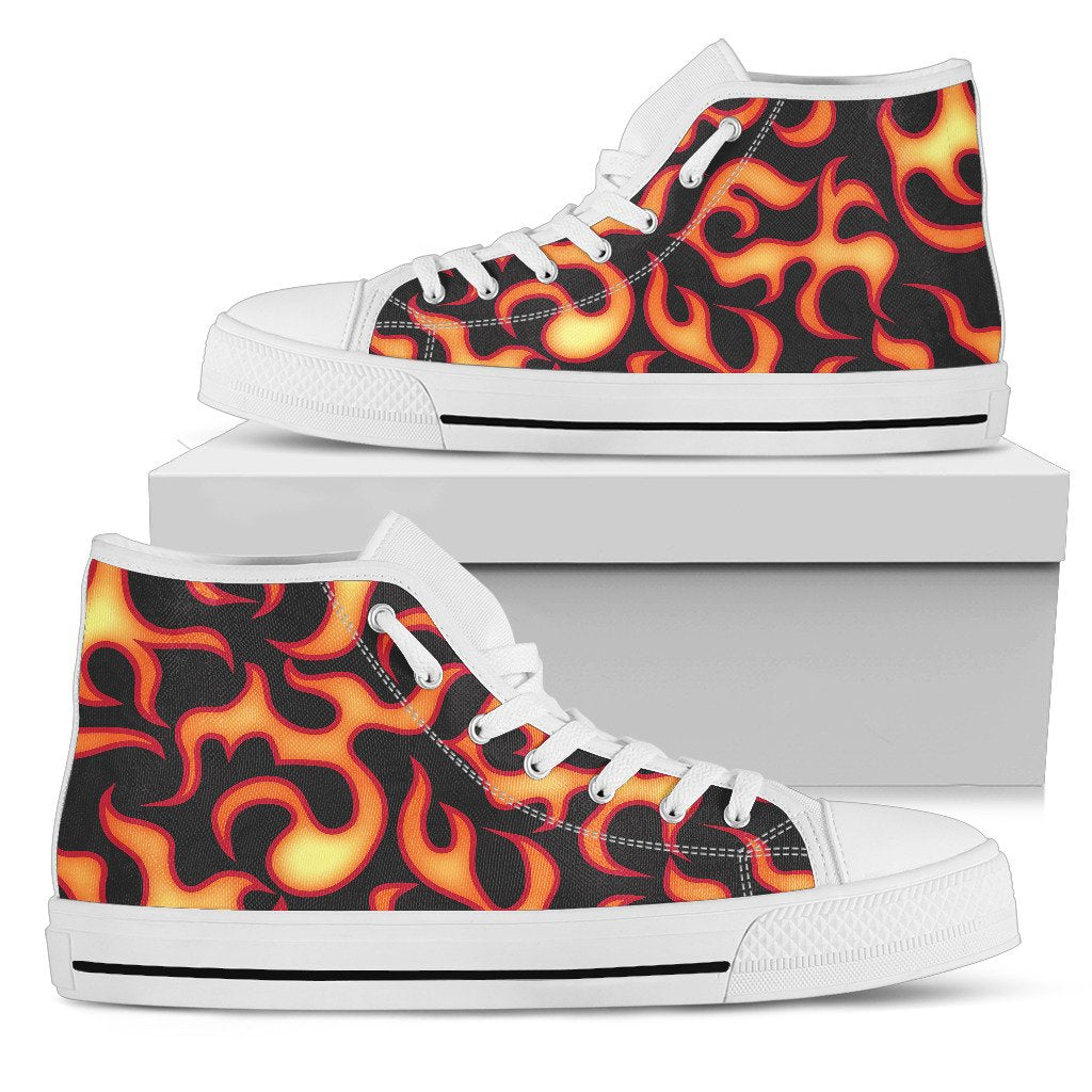 Flame Fire Themed Print Women High Top Shoes