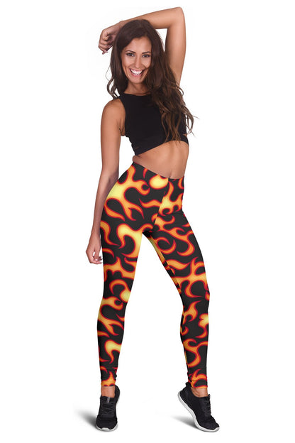 Flame Fire Themed Print Women Leggings