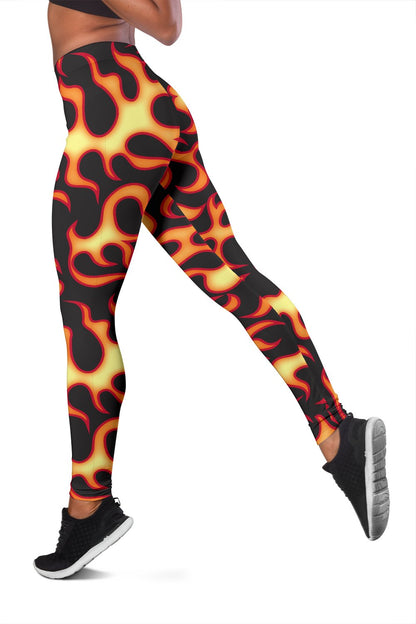 Flame Fire Themed Print Women Leggings