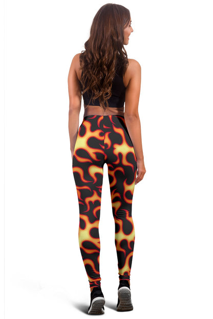 Flame Fire Themed Print Women Leggings