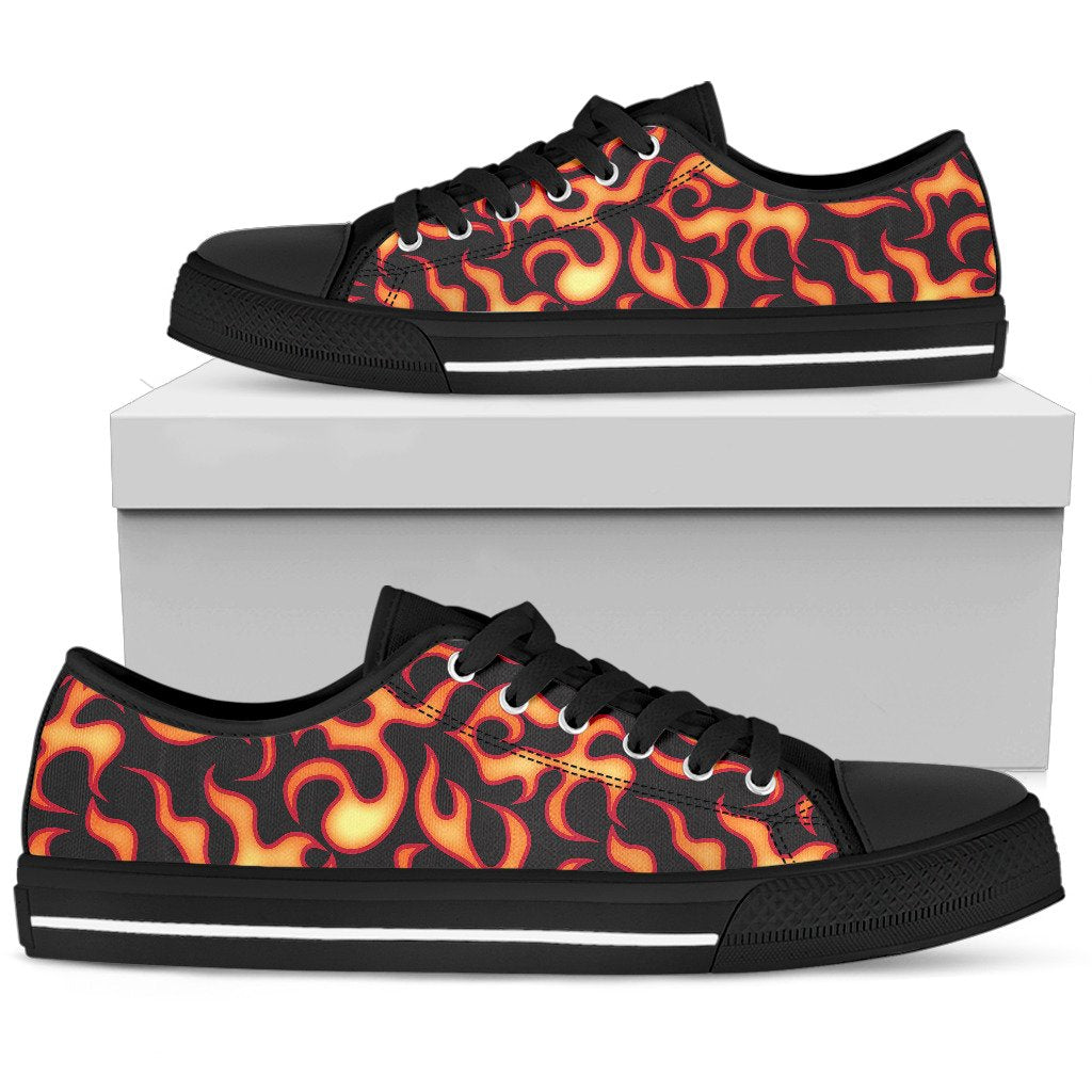 Flame Fire Themed Print Women Low Top Shoes