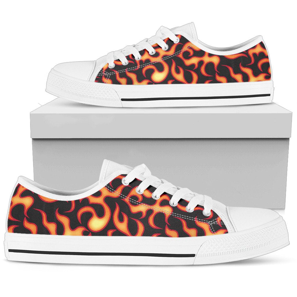 Flame Fire Themed Print Women Low Top Shoes