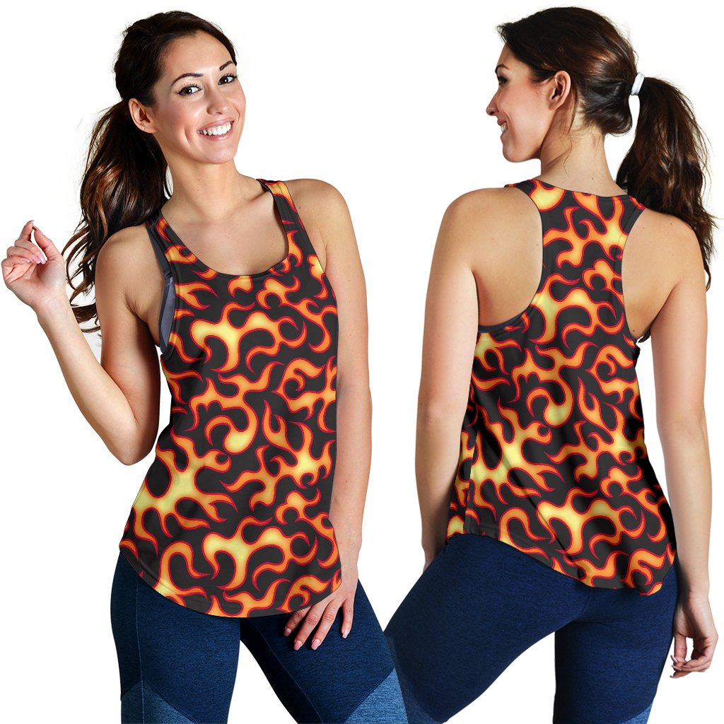 Flame Fire Themed Print Women Racerback Tank Top