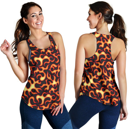 Flame Fire Themed Print Women Racerback Tank Top