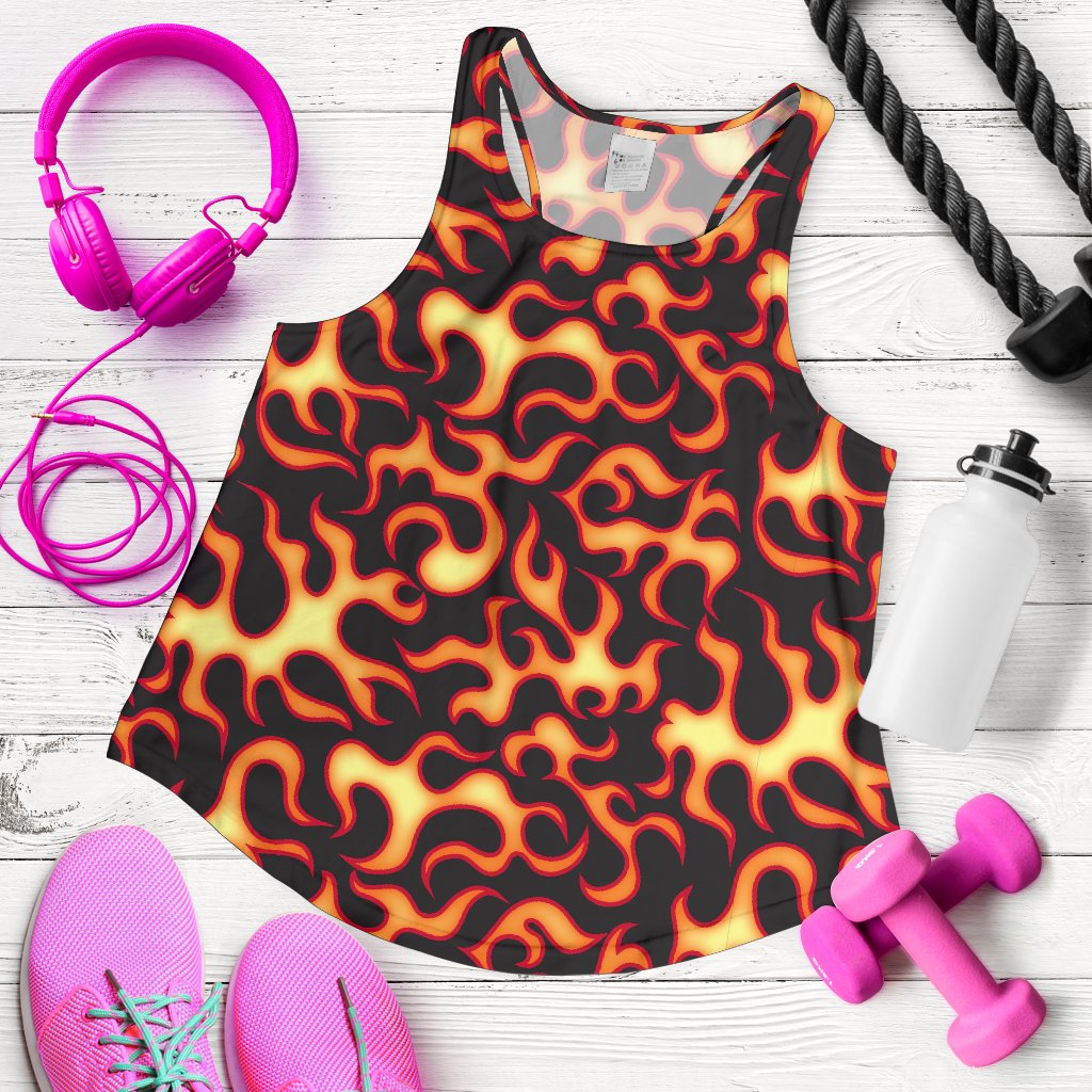 Flame Fire Themed Print Women Racerback Tank Top