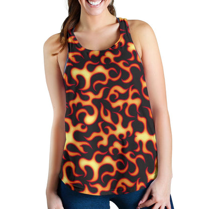 Flame Fire Themed Print Women Racerback Tank Top