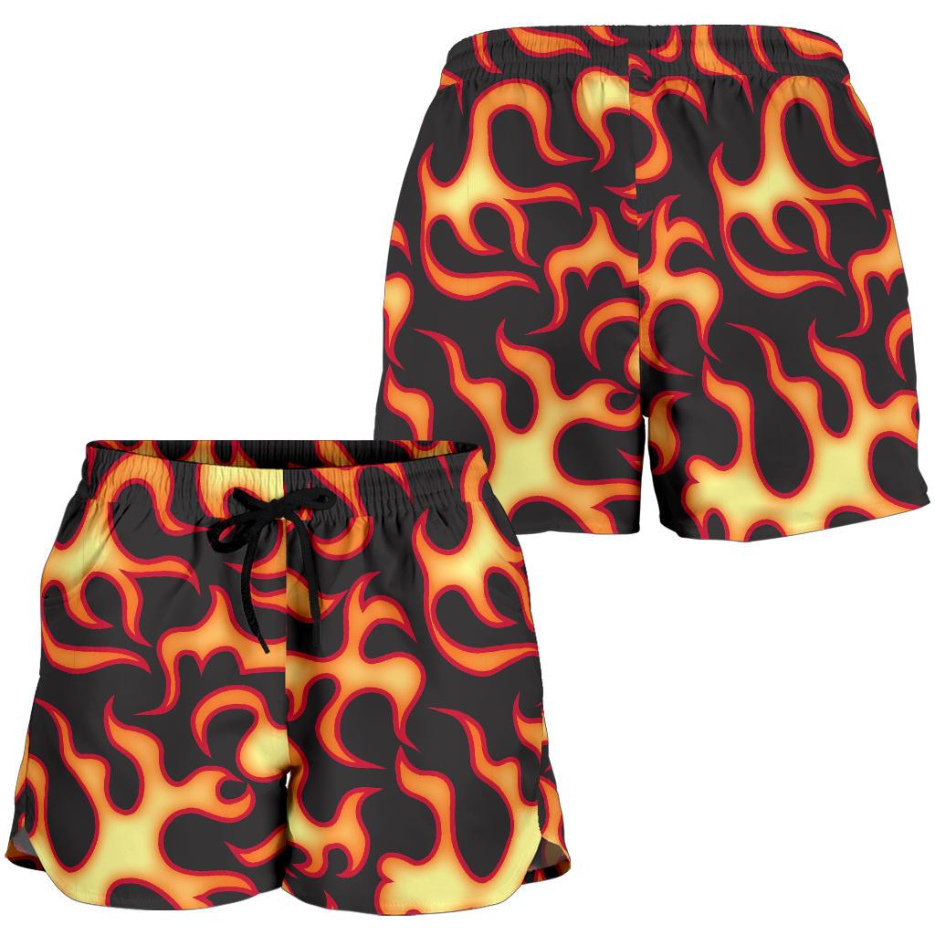 Flame Fire Themed Print Women Shorts-JTAMIGO.COM
