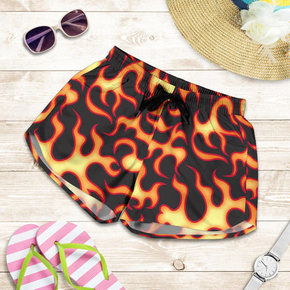 Flame Fire Themed Print Women Shorts-JTAMIGO.COM