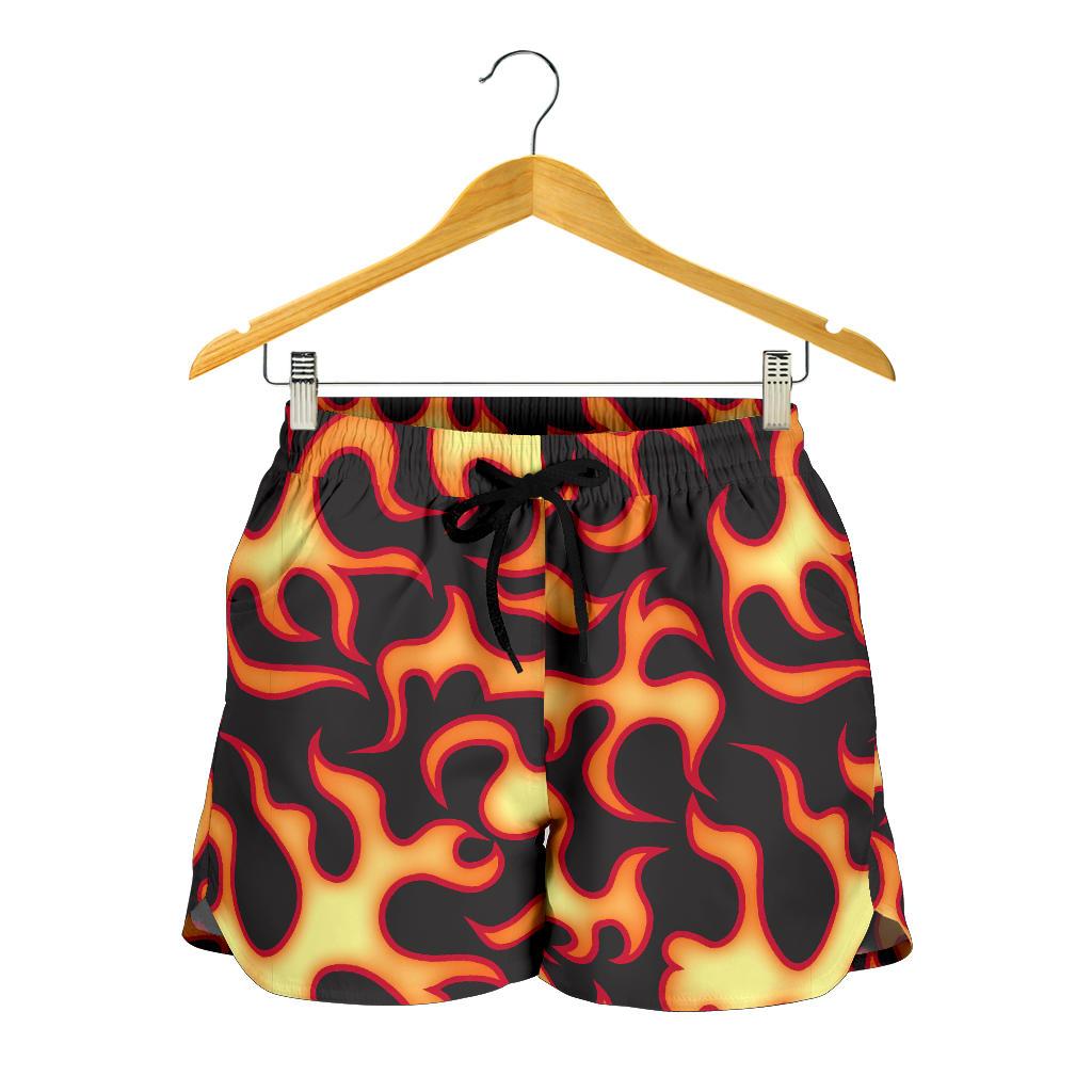 Flame Fire Themed Print Women Shorts-JTAMIGO.COM