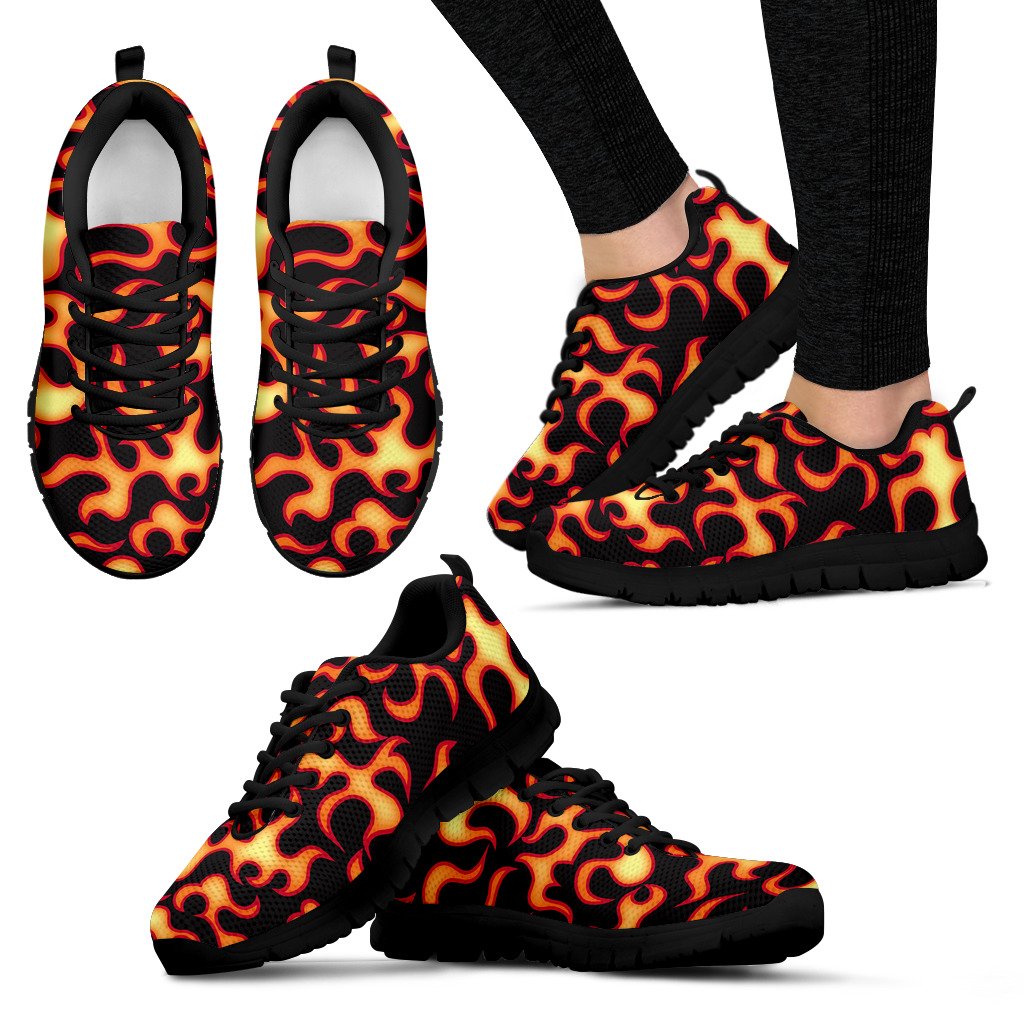 Flame Fire Themed Print Women Sneakers Shoes